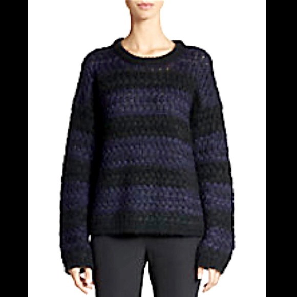 NWOT Lord & Taylor 424 Fifth Mohair Wool Blend Striped Crewneck Sweater - Picture 1 of 5